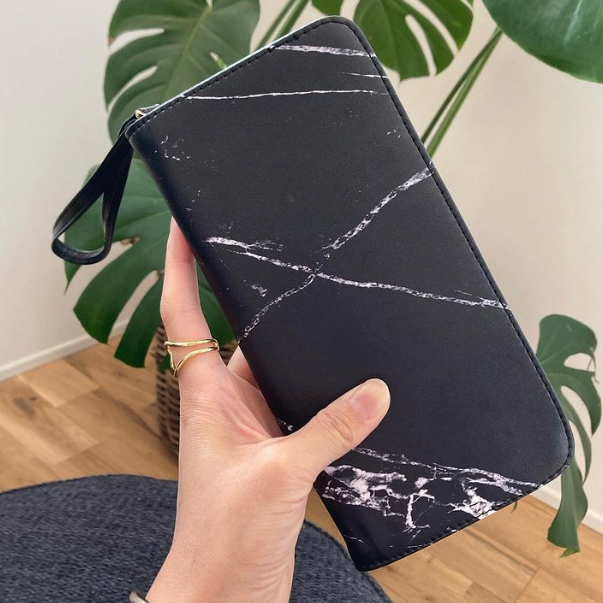Black Marble Clutch Wallet