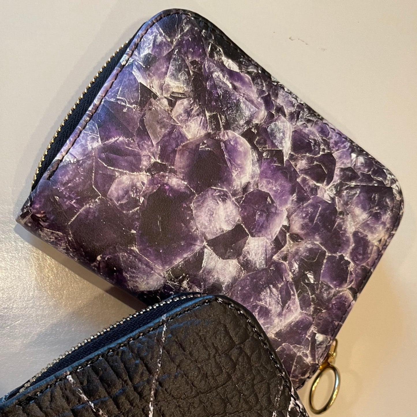 Deep Purple Amethyst  Leather Small Wallet