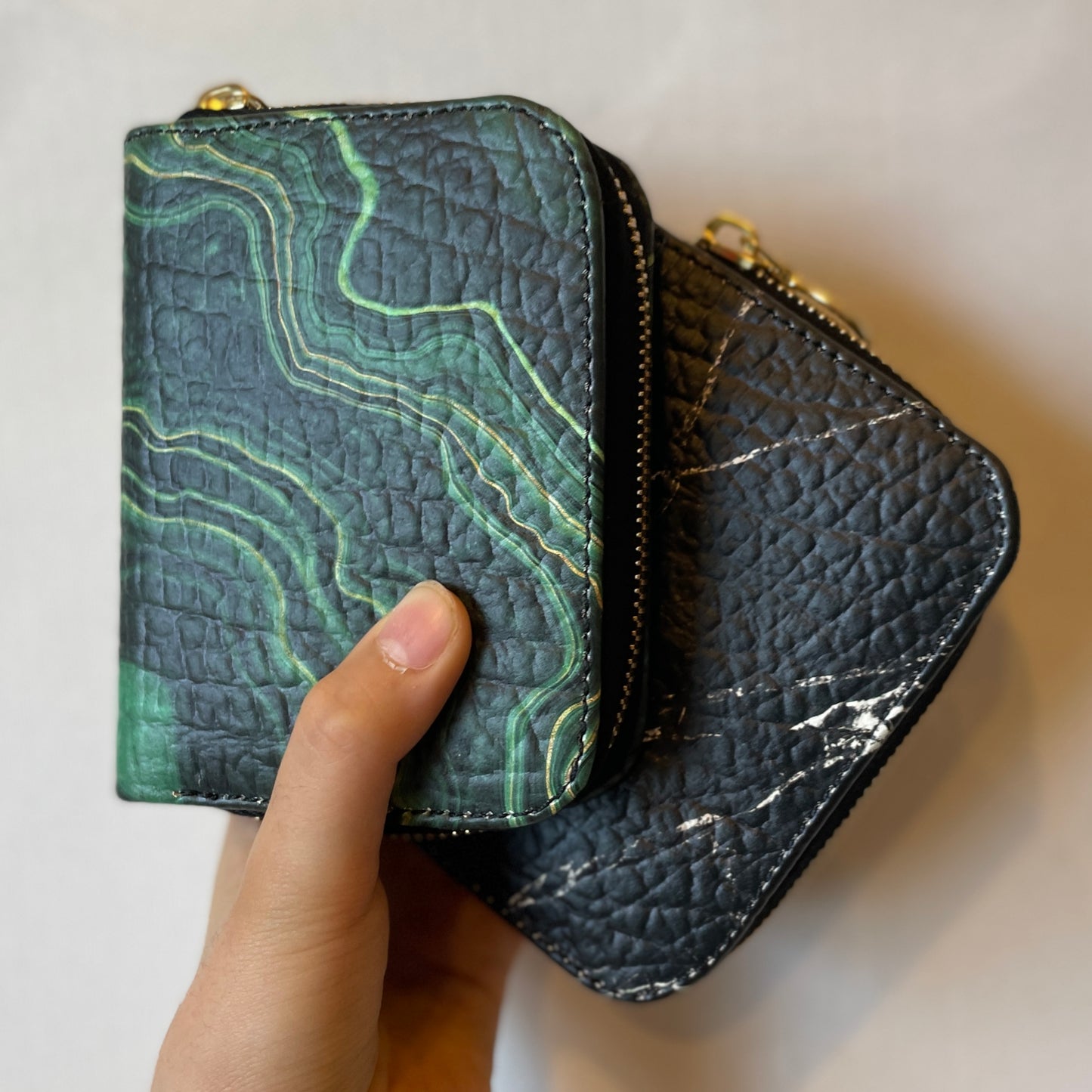 Dark Green Malachite Leather Small Wallet