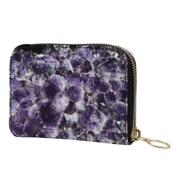 Deep Purple Amethyst  Leather Small Wallet